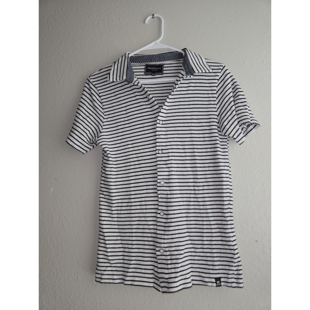 Kenneth Cole New York Boys Striped Short Sleeve Button Down Shirt Size 14/16